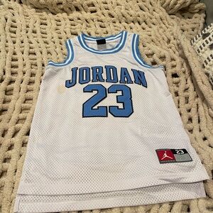 Jordan White and Blue Mesh Jersey EUC